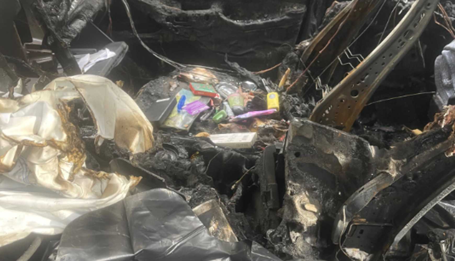 
The aftermath of the vehicle fire in Virginia.
  

