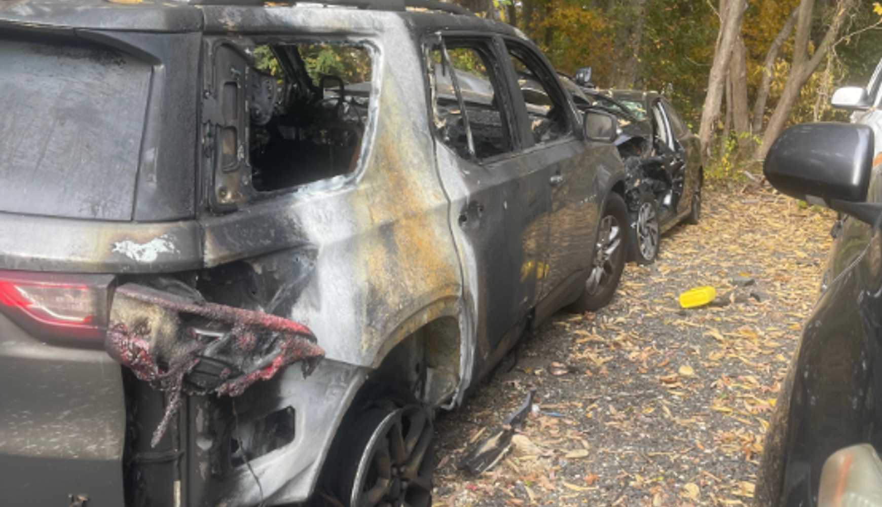 
The aftermath of the vehicle fire in Virginia.
  

