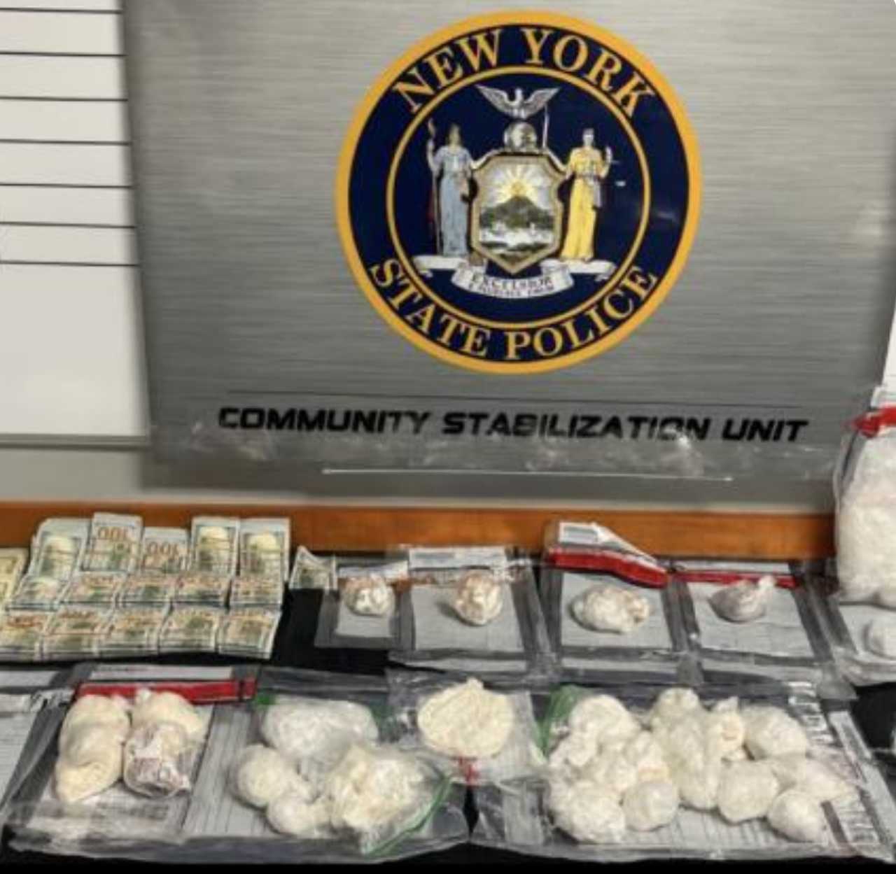 The items seized: $150,000 in cash, 540 grams of crack cocaine, 188 grams of powdered cocaine, 120.3 grams of heroin, 8.1 grams of U-47770 (a Schedule I stimulant), and multiple other powders that tested positive for 2CE, 4-Fluoro-alpha-PVP, and 2CH. The items seized: $150,000 in cash, 540 grams of crack cocaine, 188 grams of powdered cocaine, 120.3 grams of heroin, 8.1 grams of U-47770 (a Schedule I stimulant), and multiple other powders that tested positive for 2CE, 4-Fluoro-alpha-PVP, and 2CH.