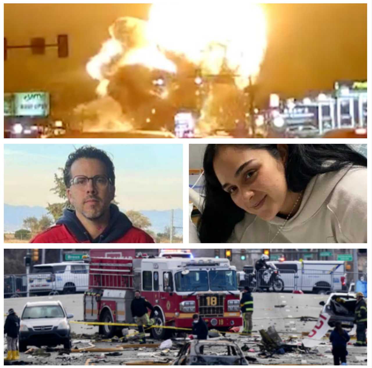 Dr. Raul Meza Arredondo and Lizeth Murillo Osuna, the scene of the Learjet 55 Jet Rescue Air Ambulance crash in Philadelphia (top) and the aftermath (bottom). Dr. Raul Meza Arredondo and Lizeth Murillo Osuna, the scene of the Learjet 55 Jet Rescue Air Ambulance crash in Philadelphia (top) and the aftermath (bottom).