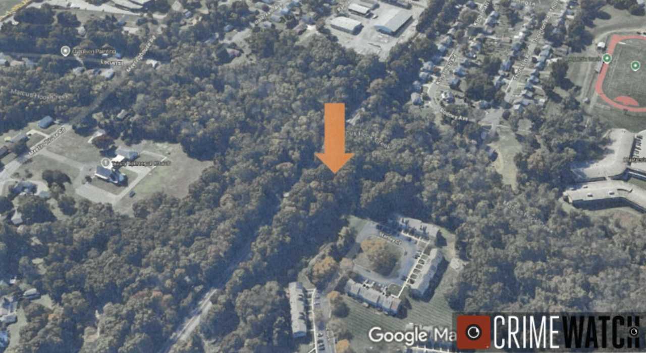 A map showing where the body was found. A map showing where the body was found.