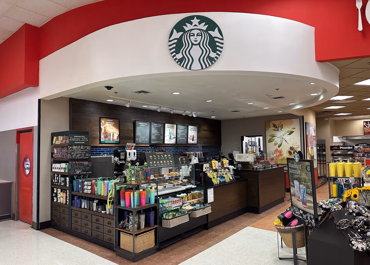 A Starbucks café inside a Target store in Miami. A Starbucks café inside a Target store in Miami.