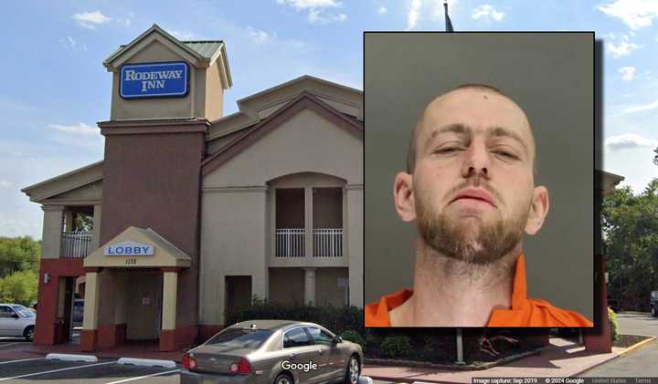 Taylor Perkins, 30, of Riverton, NJ, was convicted of stabbing a man to death at the Rodeway Inn on Route 73 in Mount Laurel, NJ.