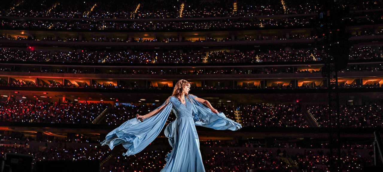 Taylor Swift performs at The Eras Tour. Taylor Swift performs at The Eras Tour.