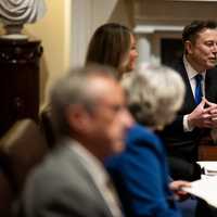 <p>Tesla CEO Elon Musk during a Cabinet at the White House on March 6, 2025.</p>