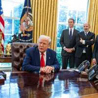<p>President Donald Trump in the Oval Office on April 9, 2025.</p>