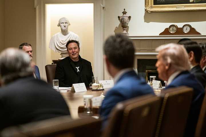 Tesla CEO Elon Musk at a Cabinet meeting in the White House on Thursday, April 10.