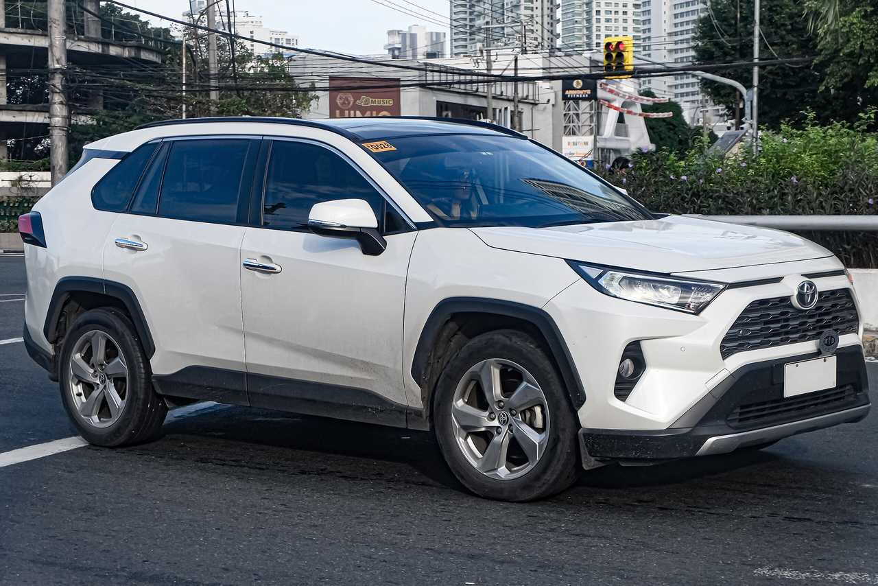 A white Toyota RAV4. A white Toyota RAV4.