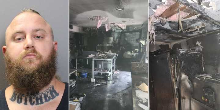 Cody Shields, age 33, is accused of intentionally starting a fire that destroyed his business, The Big Body Butcher Shop in Colonie, in June 2023.