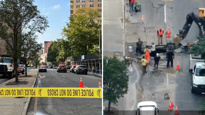 The site of the water main break on Riverdale Avenue in Yonkers.&nbsp;