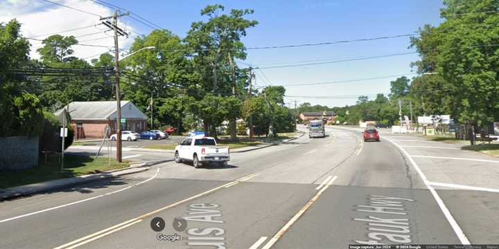 The intersection of Montauk Highway and Louis Avenue in Moriches.