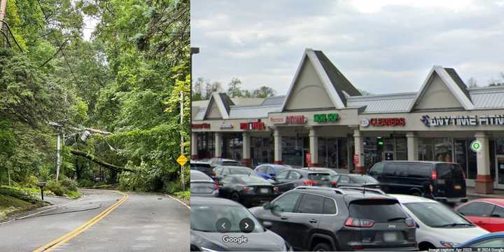 Downed power lines from strong winds were expected to keep homes and business near the&nbsp;Arcadian Shopping Center in Ossining in the dark until Sunday, Aug. 11.&nbsp;