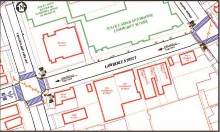 The traffic pattern on Lawrence Street between McLean Avenue and Van Cortlandt Park Avenue in Yonkers will be converted to one-way, officials announced.&nbsp;