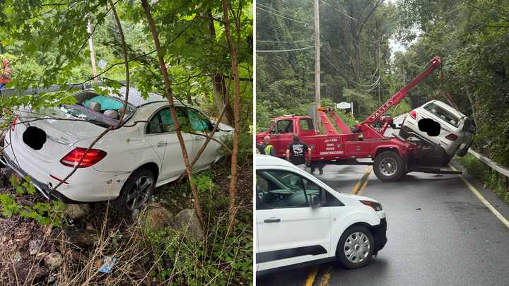 The vehicle was towed away after about an hour, firefighters said.