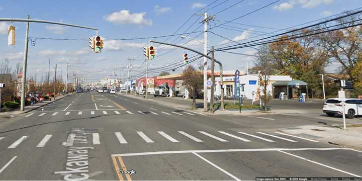 The intersection of Rockaway Turnpike and Rugby Road in Cedarhurst.