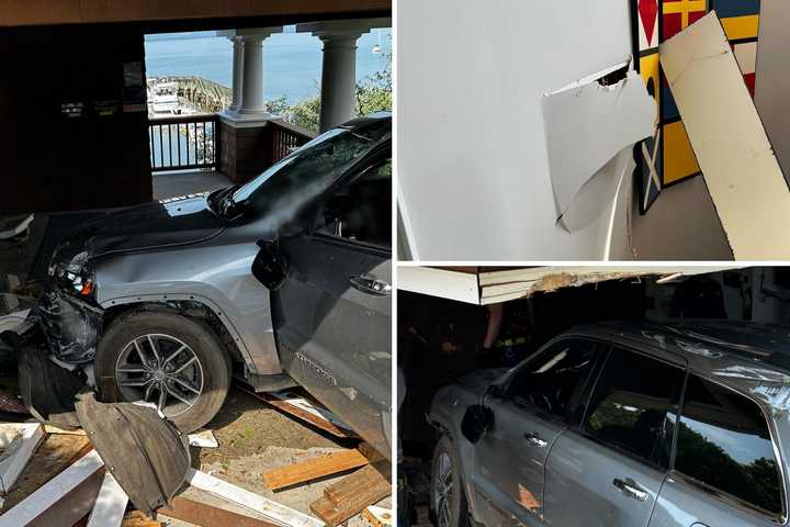 Driver Hospitalized After Crashing Into Building At Marina In Westchester