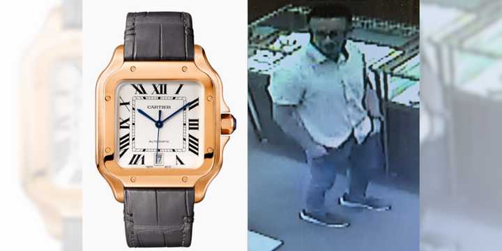 Surveillance still of a man suspected of stealing a watch worth $20,000 from&nbsp;Tourneau in Huntington Station on Friday, July 12.&nbsp;