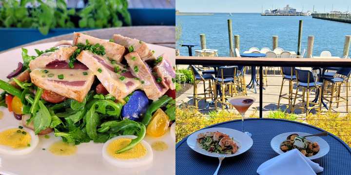 The LakeHouse restaurant in Bay Shore. Left: Seared tuna nicoise salad.