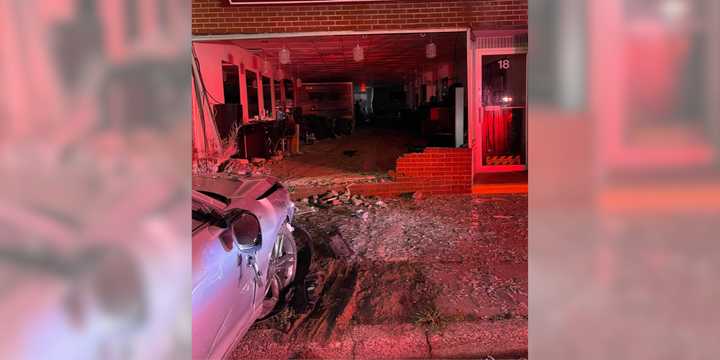 The aftermath of an alleged DWI crash into the Touch of Class II salon in New Hyde Park early Friday, Sept. 27.