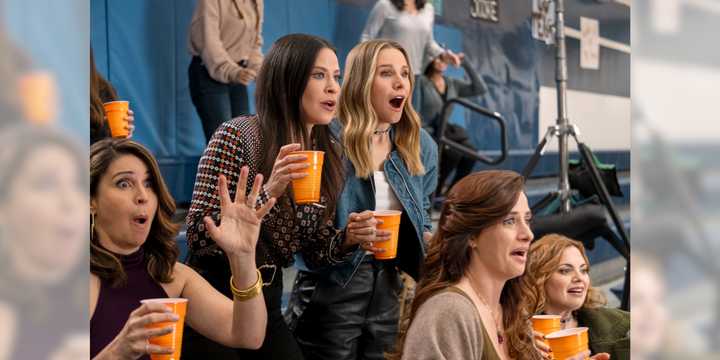 Jackie Tohn (center left) and Kristen Bell (center right) in the new Netflix series, "Nobody Wants This."