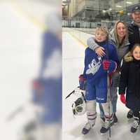 <p>Michelle Cuccias-Weidenbach with her husband Eric and their three children.</p>