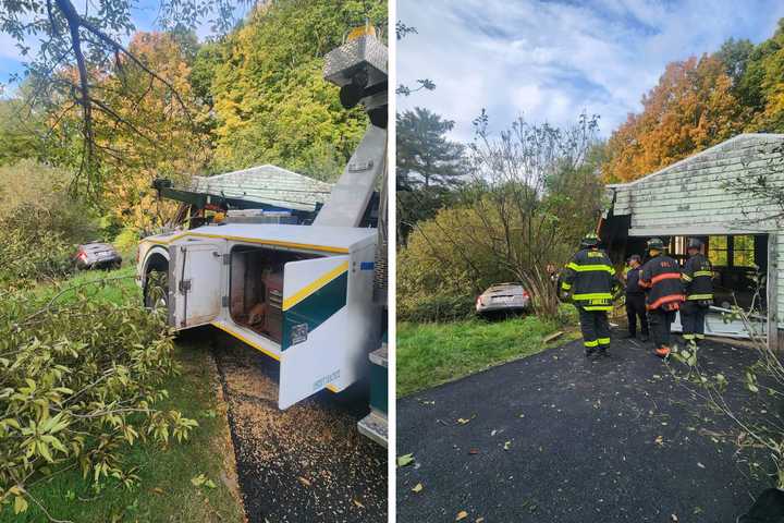 Car Rolls Down Hill Into Building, Ditch In Northern Westchester