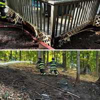 Brush Fire Reaches Cortlandt Home, Kept At Bay By Resident With Hose