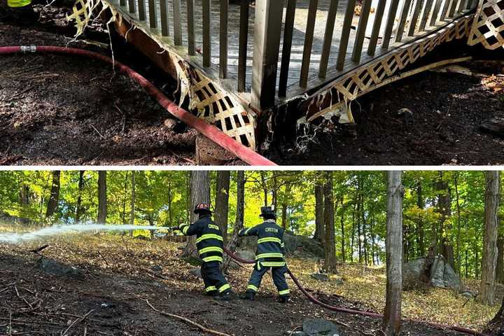 Brush Fire Reaches Cortlandt Home, Kept At Bay By Resident With Hose