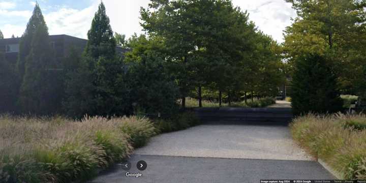 The entrance to the Shou Sugi Ban House in Water Mill.