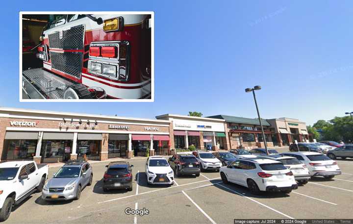 The blaze broke out at the Vernon Place Shops in Eastchester. 