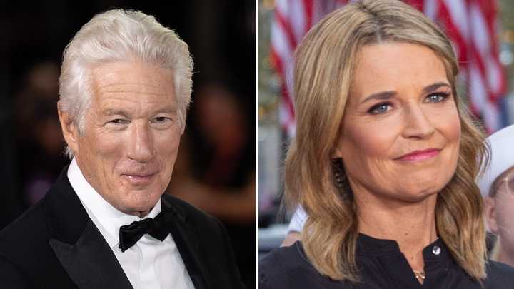 Actor Richard Gere (left) flipped the bird during his "Today" show appearance with co-anchor Savannah Guthrie (right).&nbsp;