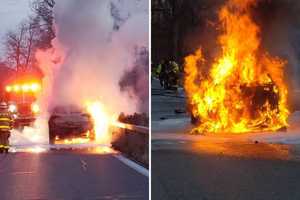 Car Engulfed By Flames On Saw Mill Parkway In Westchester, Impacts Traffic