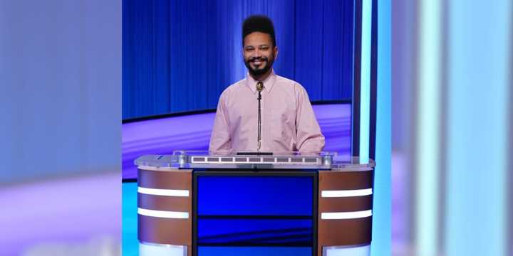 Montauk’s Stevie Ruiz on the set of Jeopardy!
  
