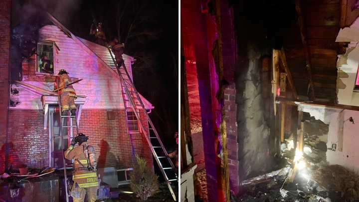 The blaze caused damage to a Saw Mill River Road home in Yorktown Heights. 