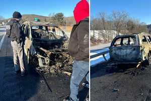 Blaze Destroys Vehicle In I-84 In Kent