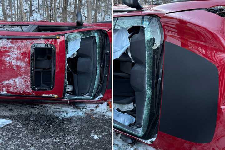 Car Rolls Over On Lake Carmel Road