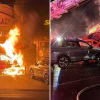 Video Shows Fiery Crash Into Restaurant In Farmingdale, Second Collision There In A Year