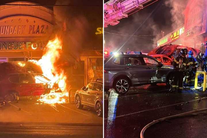 Video Shows Fiery Crash Into Restaurant In Farmingdale, Second Collision There In A Year