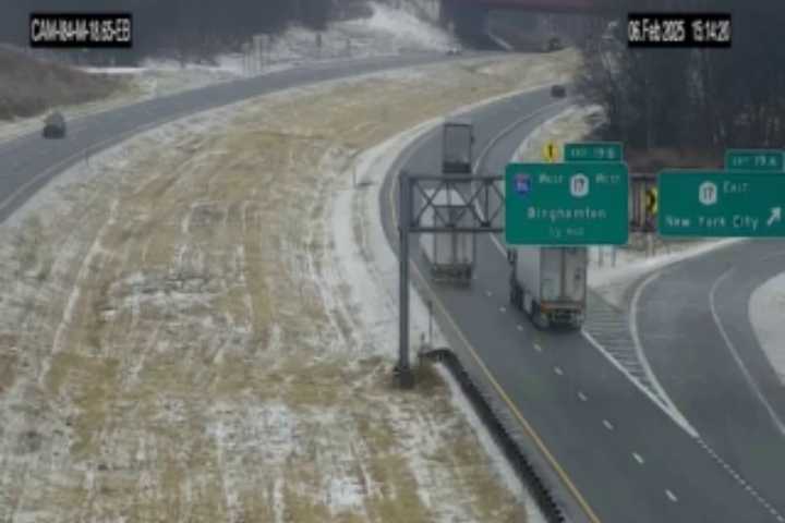 Tractor Trailer Skids On Ice, Hits Tree On Side Of I-84 In Hudson Valley