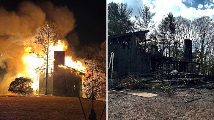 The blaze happened at 2 Carroll Ln. in Mamaroneck and left the home destroyed. 