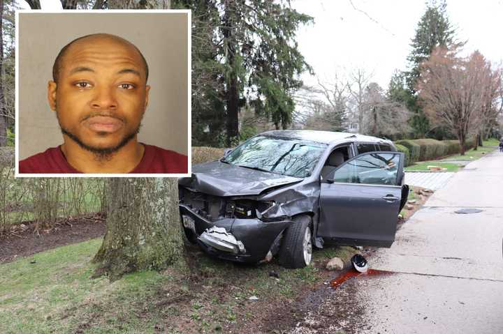 NYC resident Antonio Trusty, 36, allegedly led officers on a chase in a stolen car that ended with a crash into a tree in Rye, police said. 