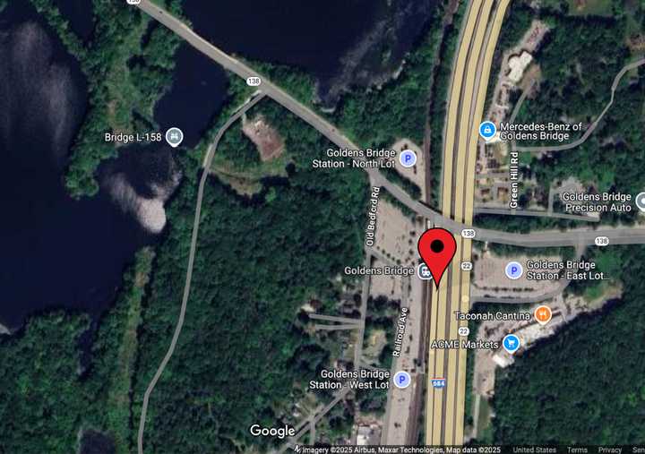 The fire area on I-684 in Goldens Bridge.&nbsp;