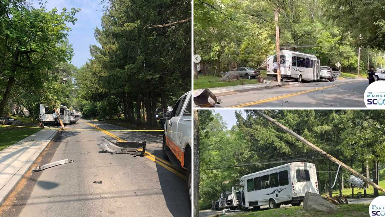The crash scene in Monsey at the intersection of Hilltop Place and Highview Road. 