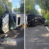 Van Flips On Route 9W In NY, Driver Escapes With Help From Passersby