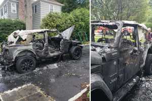 PHOTOS: Jeep Hybrid Destroyed In Blaze Outside Westchester Home