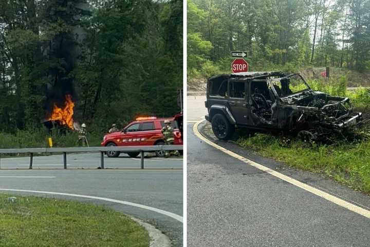 Car Catches Fire on Taconic Parkway Exit Ramp In Kent