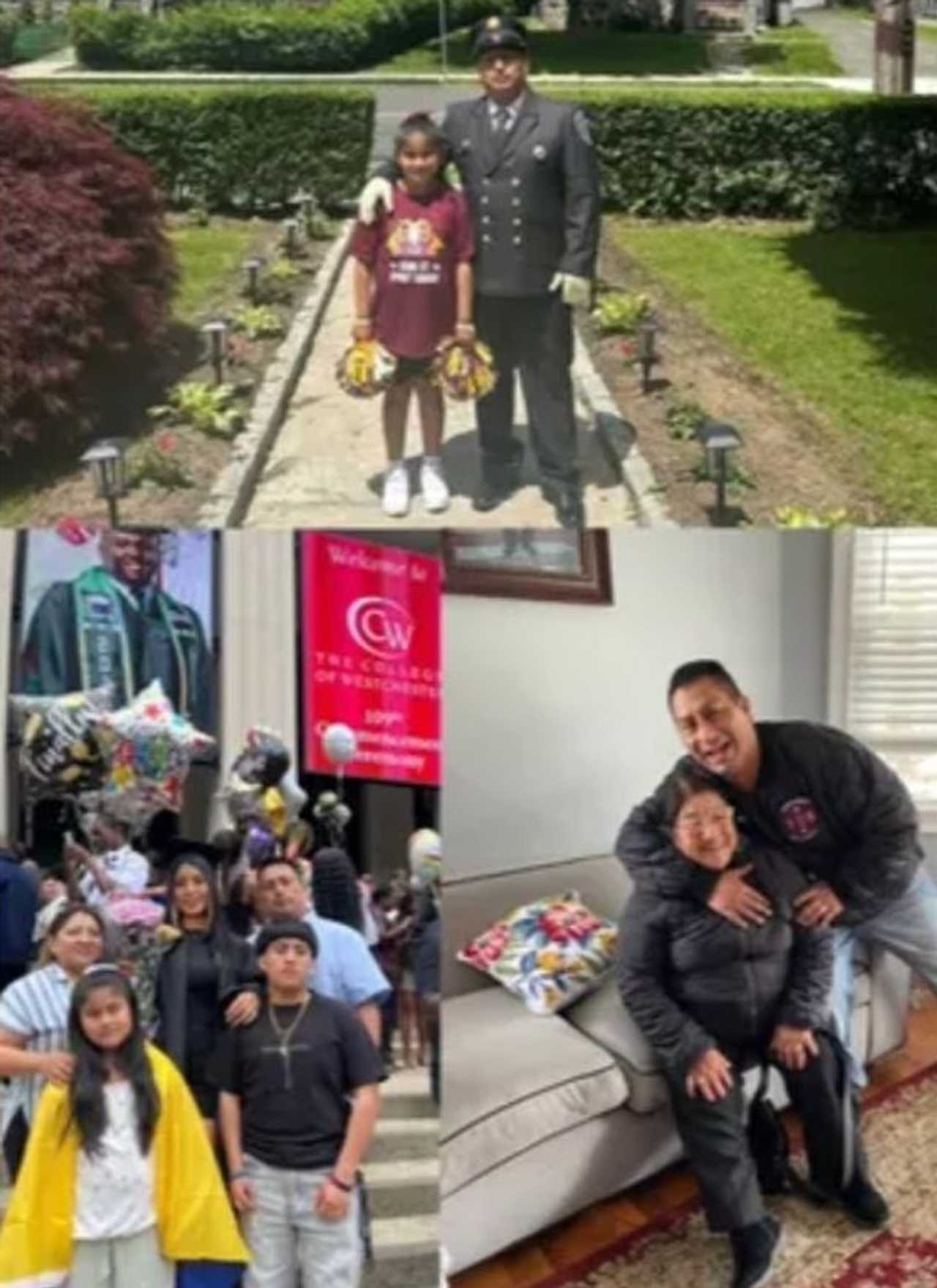Port Chester firefighter Milton Guamarrigra pictured with his family.  Port Chester firefighter Milton Guamarrigra pictured with his family.