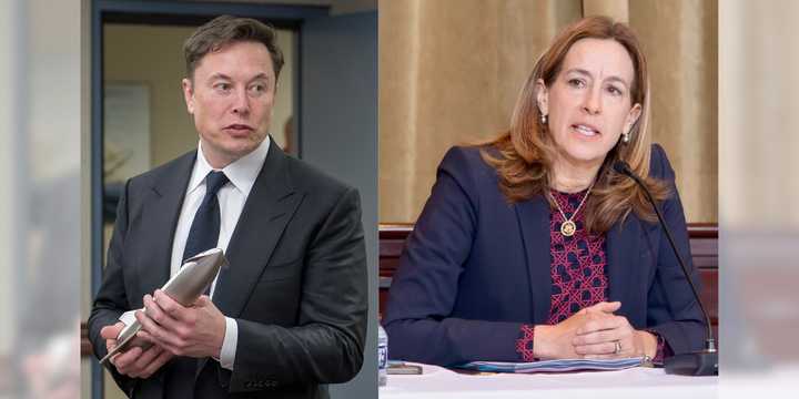 Elon Musk (left) and New Jersey Rep. Mikie Sherrill.