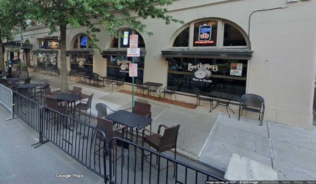 The scene of the alleged attack, on Broadway in Troy.