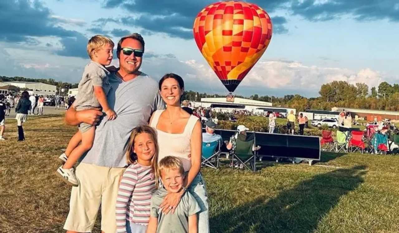 Liam Gleason with his wife Jaclyn and three children.